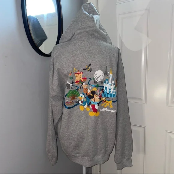 Walt Disney World Mickey Gray Zip Hoodie Sweatshirt - Picture 4 of 11